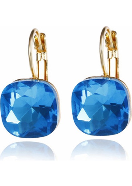EK3796 Yeni Mavi Renk Dangle Küpe Kadınlar Için Yuvarlak Metal Çiçek Yaprak Kristal Gem Yıldız Brincos Tatlı Düğün Parti Takı Noel Hediyesi (Yurt Dışından)