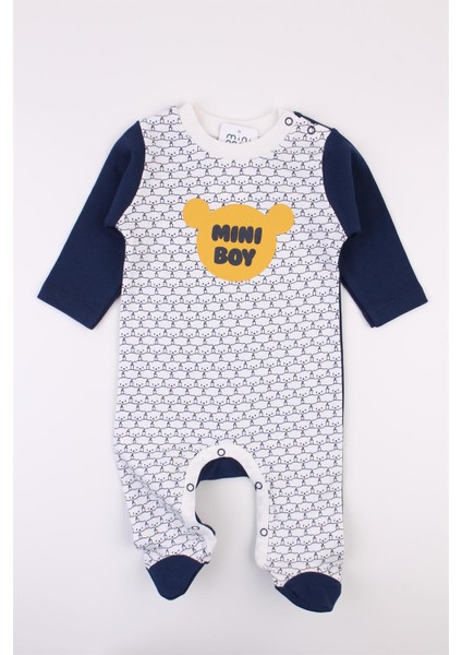 Mini Boy Patikli Ayıcıklı Erkek Bebek Tulumu