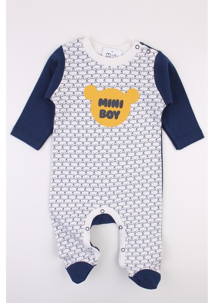 Mini Boy Patikli Ayıcıklı Erkek Bebek Tulumu