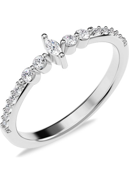 Leydi Markiz Beyaz Gümüş Yüzük