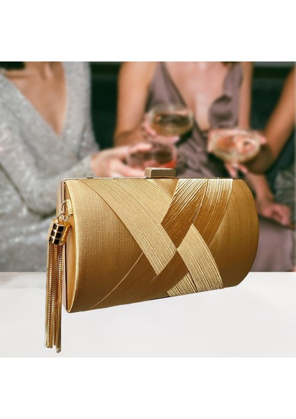 Akşam Debriyaj Çanta Püskül Çanta Debriyaj Çantalar Omuz Çantası Kadın, Altın (Yurt Dışından) modelleri