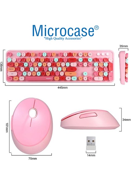 2.4 Ghz Wireless Kablosuz Mekanik Renkli Tuşlu Klavye ve Mouse Seti - AL3993