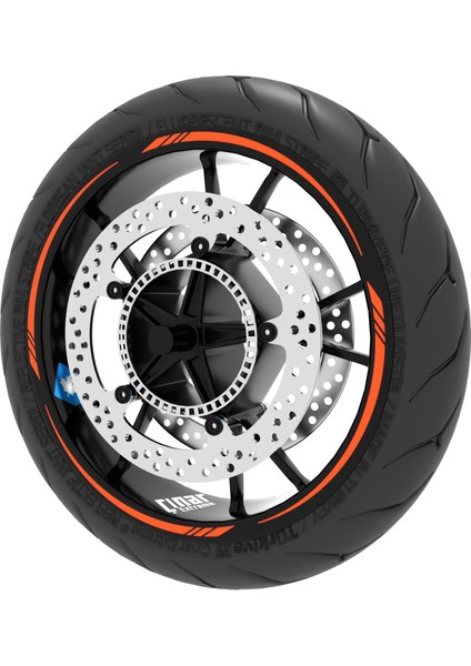 Floresan Turuncu 4 Parçalı Keskin Jant Şeridi Sticker Çınar Extreme