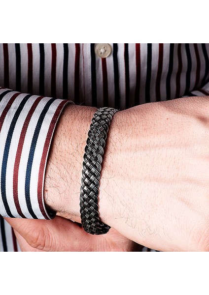 Beş Sıra Örgü Erkek Gümüş Bileklik modelleri