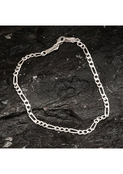 Figaro Zincir Gümüş Erkek Bileklik - 3 mm