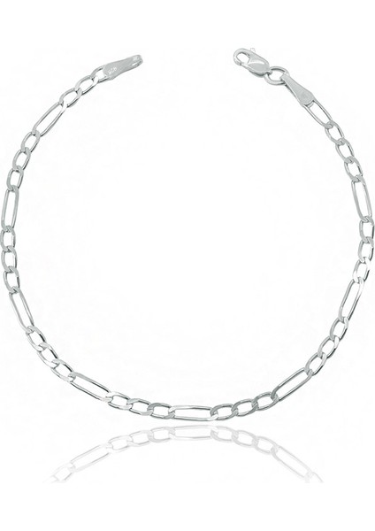 Figaro Zincir Gümüş Erkek Bileklik - 3 mm