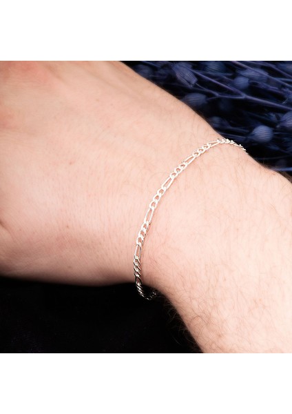 Figaro Zincir Gümüş Erkek Bileklik - 3 mm modelleri