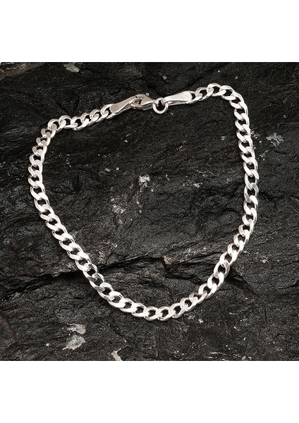 Gurmet - Panzer Zincir Erkek Gümüş Bileklik - 3,5 mm fiyatları