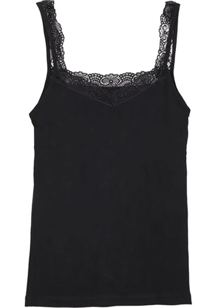 Kadın Dantelli Kalın Askılı Bambu Atlet 706