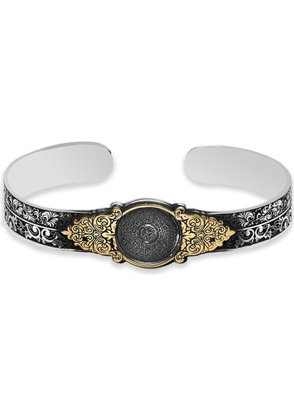 Üzeri Arapça Nas&felak Suresi Yazılı Gravür Desen Süslemeli Kelepçe Model El Işçiliği 925 Ayar Gümüş Erkek Bileklik fiyatları