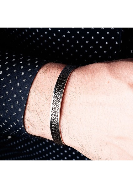 Taş Desenli Gümüş Erkek Bilekliği modelleri