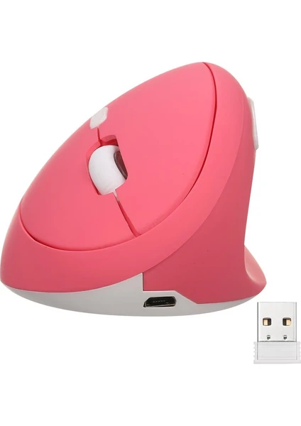 Y08 Dikey Kablosuz 2.4g Sessiz Şarjlı 6 Tuşlu Vertical Mouse 1600DPI 400MAH Pembe