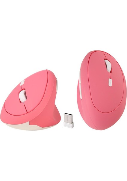 Y08 Dikey Kablosuz 2.4g Sessiz Şarjlı 6 Tuşlu Vertical Mouse 1600DPI 400MAH Pembe