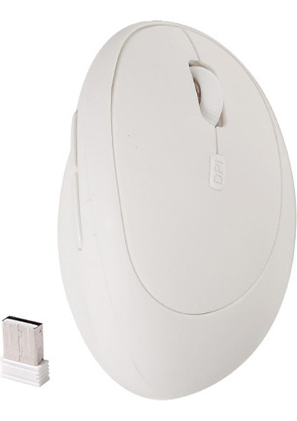 Y08 Dikey Kablosuz 2.4g Sessiz Şarjlı 6 Tuşlu Vertical Mouse 1600DPI 400MAH Beyaz