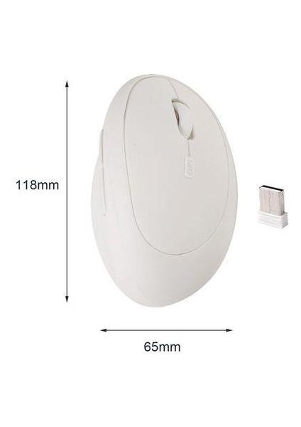 Y08 Dikey Kablosuz 2.4g Sessiz Şarjlı 6 Tuşlu Vertical Mouse 1600DPI 400MAH Beyaz