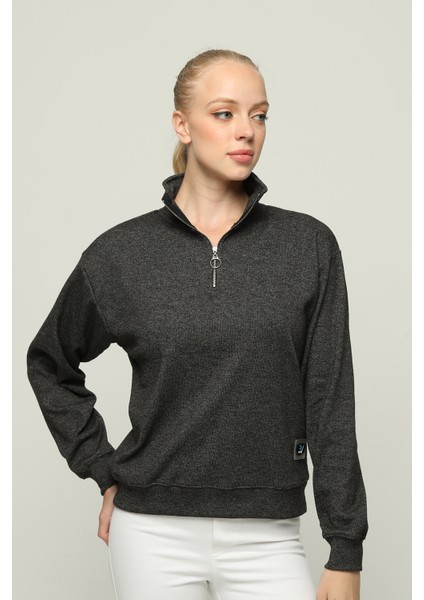 Kadın Yarım Fermuar Dik Yaka Regular Kadın Polar Sweatshirt fiyatları