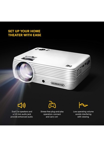Flık X7 Ev Projektörü Tripodlu ve Kutu Dahil - Max 1080P