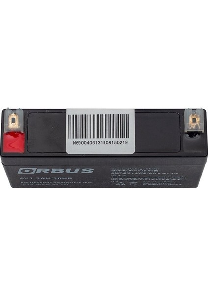 Akü 6 Volt 1.3 Amper Orbus Akü ( 98 x 25 x 52 mm ) 12 V 1 Ah