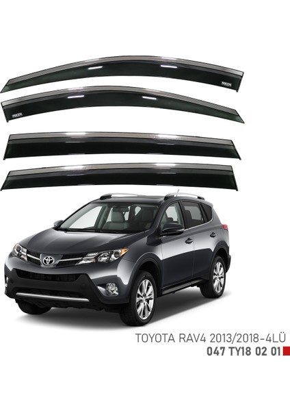 Toyota Rav4 2013-2018 Kromlu Cam Rüzgarlığı 4lü