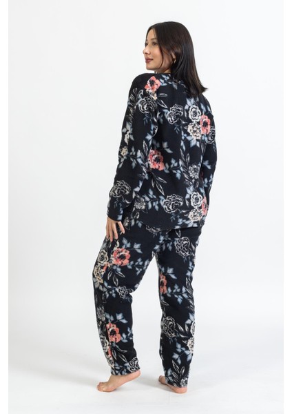 Kadın 128 Büyük Beden Polar Pijama Takımı Siyah fiyatları