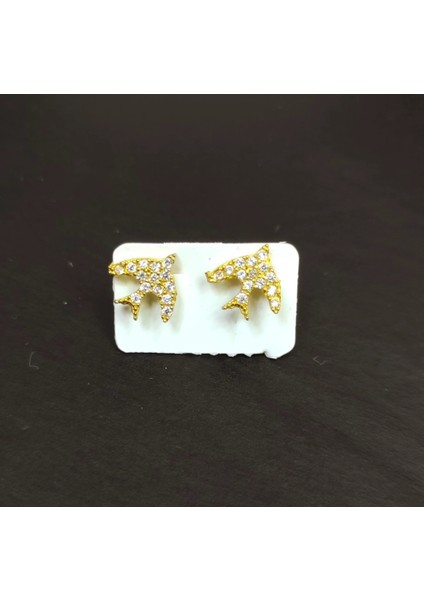 Gold Altın Güvercin Kuş Gümüş Küpe
