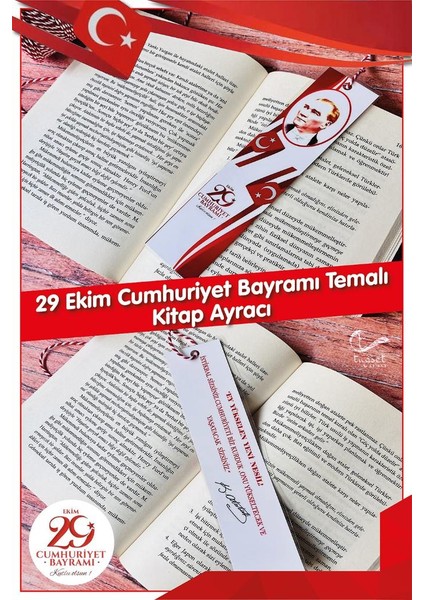 29 Ekim Cumhuriyet Bayramı Pvc Kaplamalı Su Geçirmez Kitap Ayracı (5 Li SET)-T591