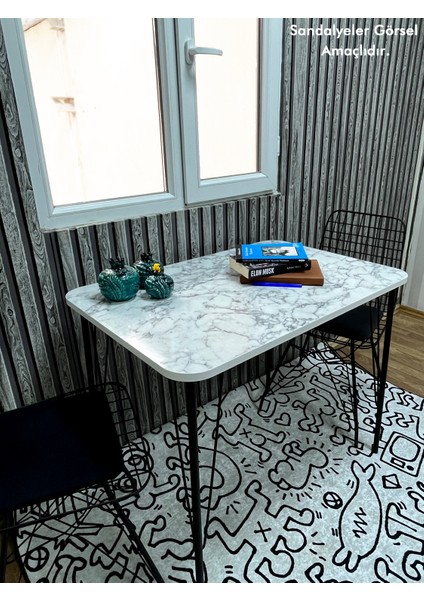 60X90 Beyaz Mermer Desen Masa Mutfak Masası Çalışma Masası fırsatları
