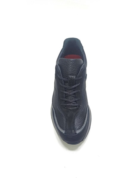 Siyah Gri Deri Erkek Sneaker Ayakkabı fırsatları
