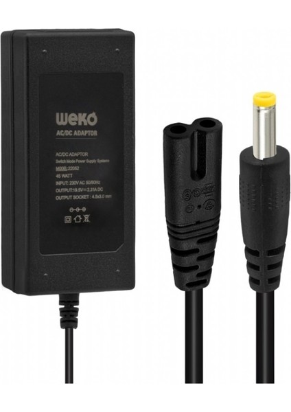 19.5 Volt 2.31 Amper 4.5x3.0mm Uçlu Notebook Adaptör Yerli Üretim Siyah