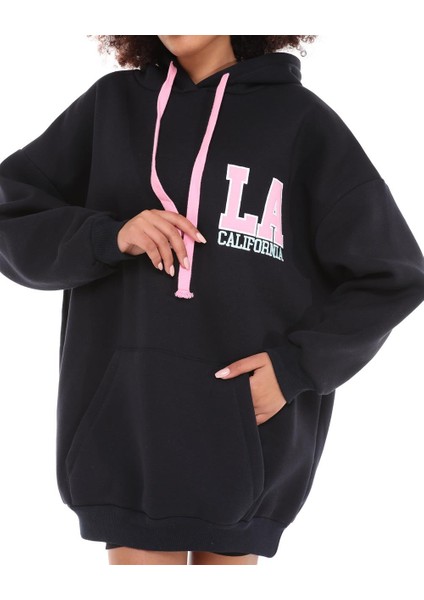 Fancy Kadın Kapüşonlu Sırtı Nakış Detaylı Yumuşacık İçi Pamuklu Oversize Kalın Sweatshirt Tunik modelleri