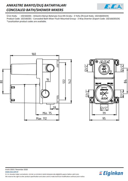 Ankastre Banyo Bataryası Sıva Altı Grubu 3 Yollu 102166301 fiyatları