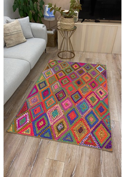 Drom Kaymaz Halı Makinede Yıkanabilir Şönil Kilim