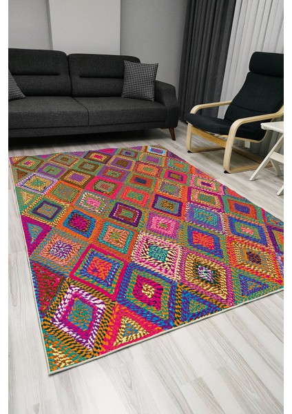 Drom Kaymaz Halı Makinede Yıkanabilir Şönil Kilim