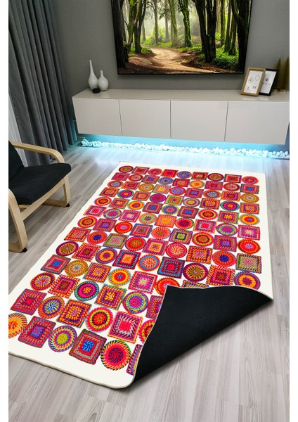 Drom Kaymaz Halı Makinede Yıkanabilir Şönil Kilim