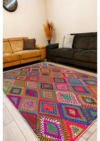 Drom Kaymaz Halı Makinede Yıkanabilir Şönil Kilim