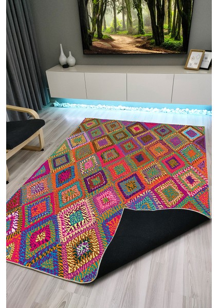 Drom Kaymaz Halı Makinede Yıkanabilir Şönil Kilim