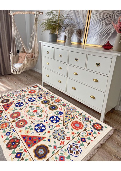 Drom Kaymaz Halı Makinede Yıkanabilir Şönil Kilim