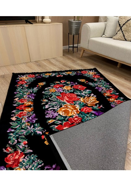 Drom Kaymaz Halı Makinede Yıkanabilir Şönil Kilim