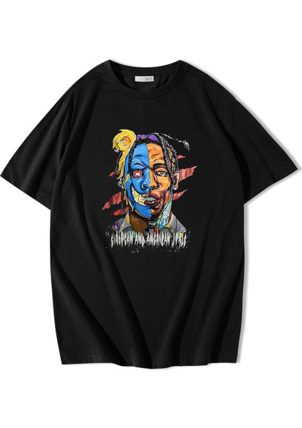 Unisex Oversize Two-Face Joker ve Travis Scott T-Shirt