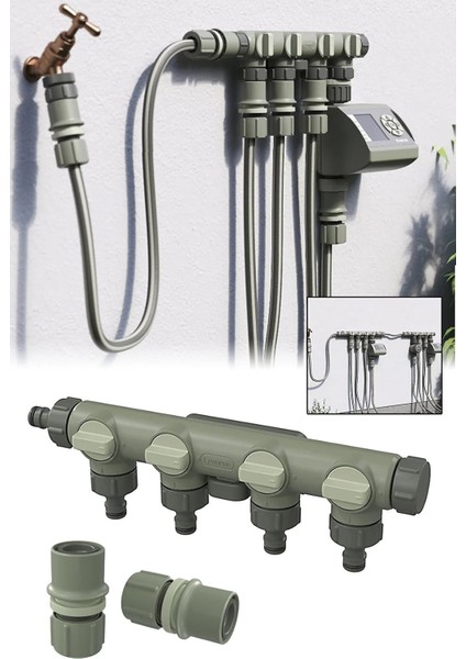 Bahçe Musluk Dağıtıcı Aparat 4 Çıkışlı Vanalı Musluk Aparatı fiyatları