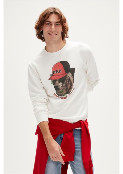 Rebel Crewneck Erkek Beyaz Sweatshirt 23.02.12.019-C04
