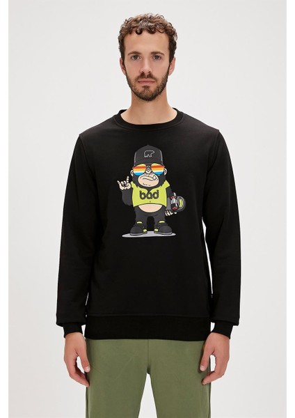 Bad Bear Funky Crewneck Erkek Siyah Sweatshirt 23.02.12.014-C01