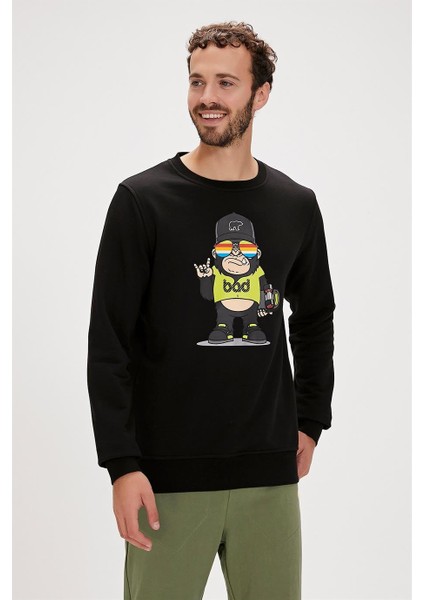 Bad Bear Funky Crewneck Erkek Siyah Sweatshirt 23.02.12.014-C01