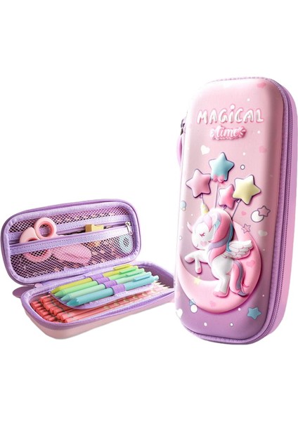 3D Unicorn Kız Kalem Kutusu (Yurt Dışından)