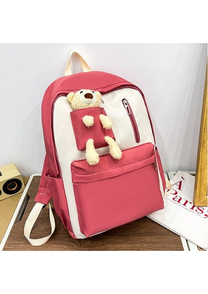 Sevimli Öğrenci Okul Ayı Sırt Zıt Renkli Çok Yönlü Kız Sırt Çantası (Yurt Dışından) modelleri