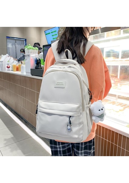 Düz Renk Sırt Öğrenci Büyük Kapasiteli Okul Kız Sırt Çantası (Yurt Dışından) modelleri
