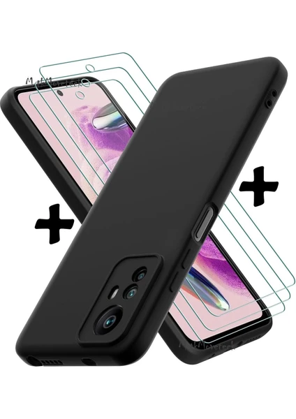 MTK Moveteck Xiaomi Redmi Note 12S Kılıf Soft Yumuşak Mat Slim Kaymaz Silikon Kapak + 9h Ekran Koruyucu Cam 2in1 Set