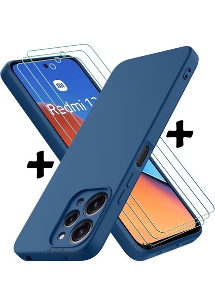 Redmi 12 Kılıf Soft Yumuşak Mat Slim Kaymaz Silikon Kapak + 9h Ekran Koruyucu Cam 2in1 Set