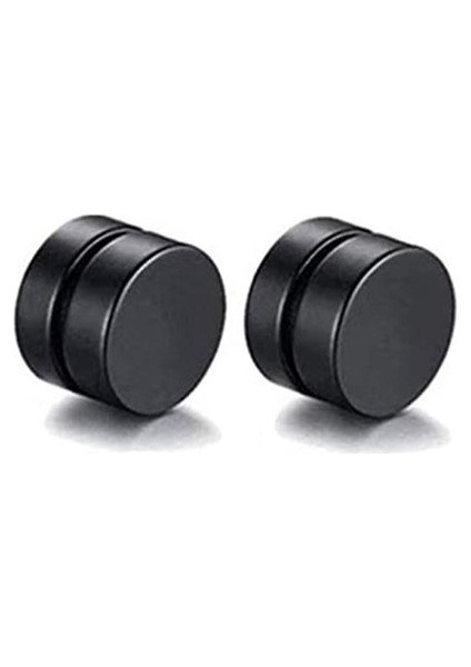 1-Black-1pairs Wkoud 6 Çift Manyetik Saplama Küpe Erkekler ve Kadınlar Siyah Cz Mıknatıs Delici Olmayan Klip Küpe Seti Yuvarlak Siyah Çelik (Yurt Dışından)