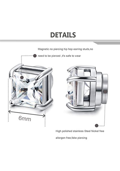 1-Black-1pairs Wkoud 6 Çift Manyetik Saplama Küpe Erkekler ve Kadınlar Siyah Cz Mıknatıs Delici Olmayan Klip Küpe Seti Yuvarlak Siyah Çelik (Yurt Dışından) modelleri